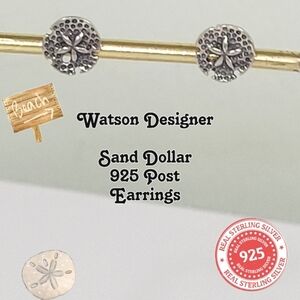 NEW Sterling Silver - WTS WATSON Sand Dollar Sea Shell Stud Earrings